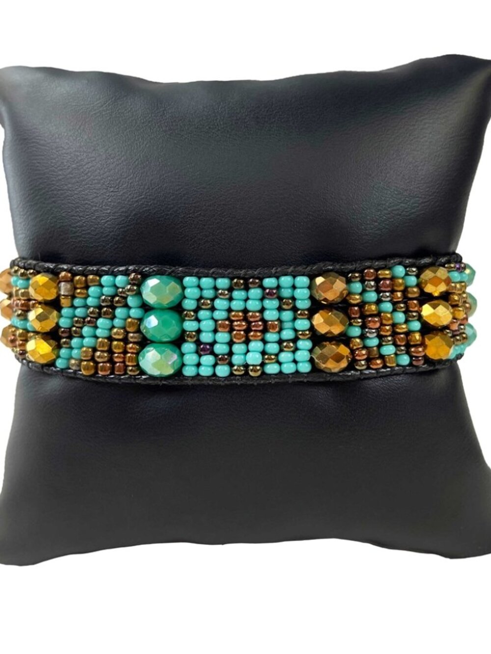 Czech Bead Santa Fe Bracelet Turquoise, Bronze